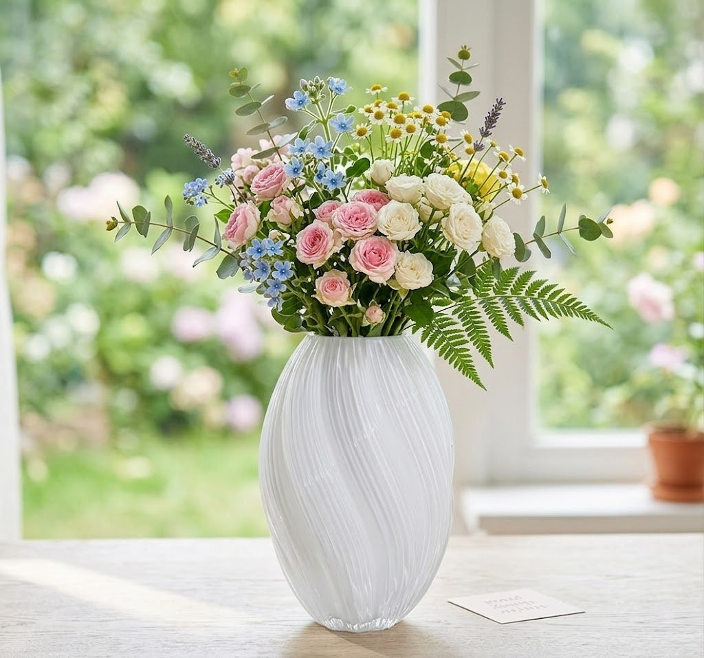 Ribbed Glass Malt Vase