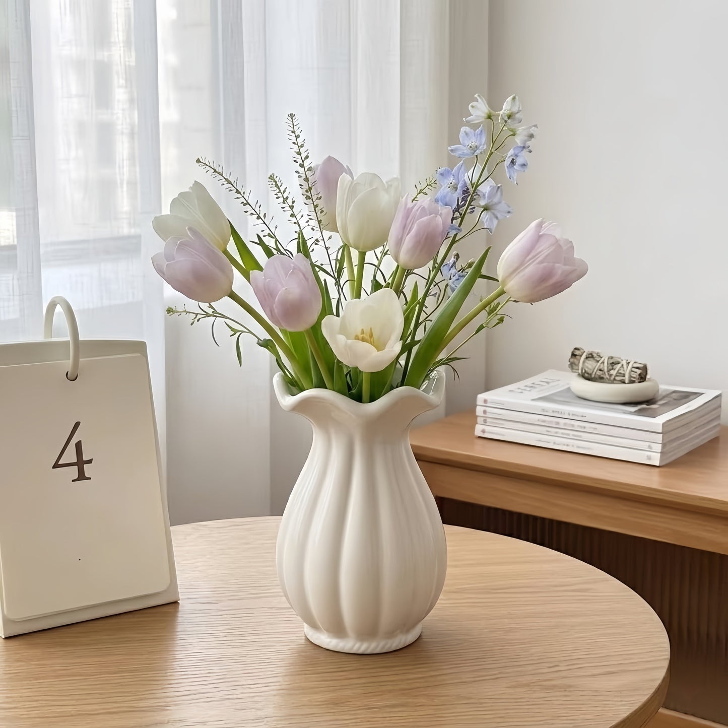 Nordic Pleated Ceramic Vase